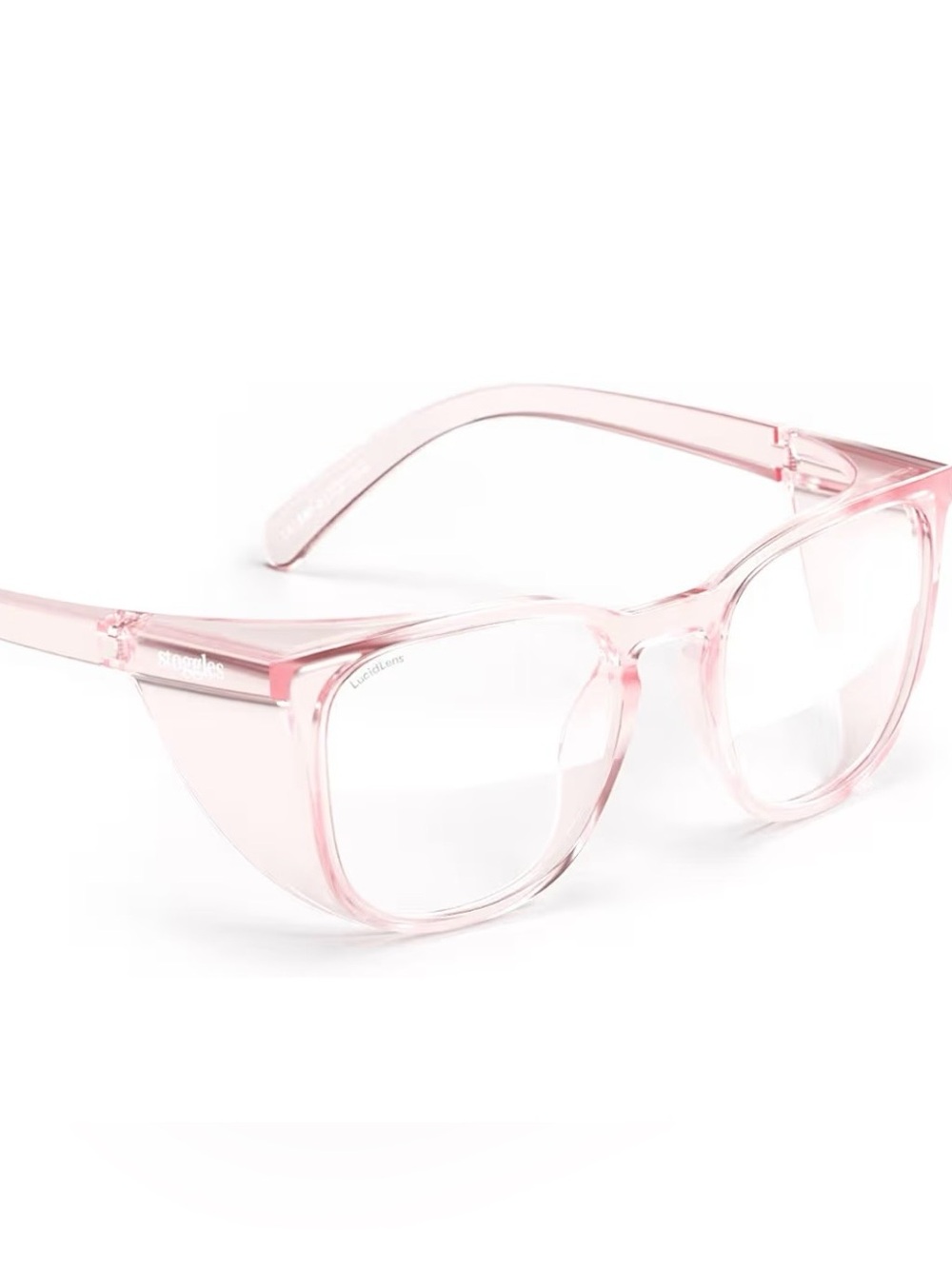 Stoggles Square Z87.1 Safety Glasses Blush Pink Anti Fog Blue Light UV READ